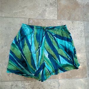 H&M Vibrant Green and Blue Patterned Womens Shorts